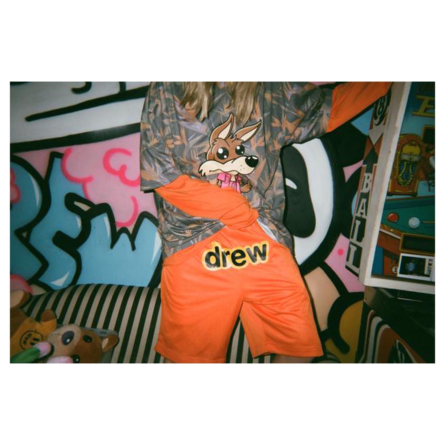 Justin Bieber x Drew House Secret Mesh Shorts - Orange, Clothing- re:store-melbourne-Drew House
