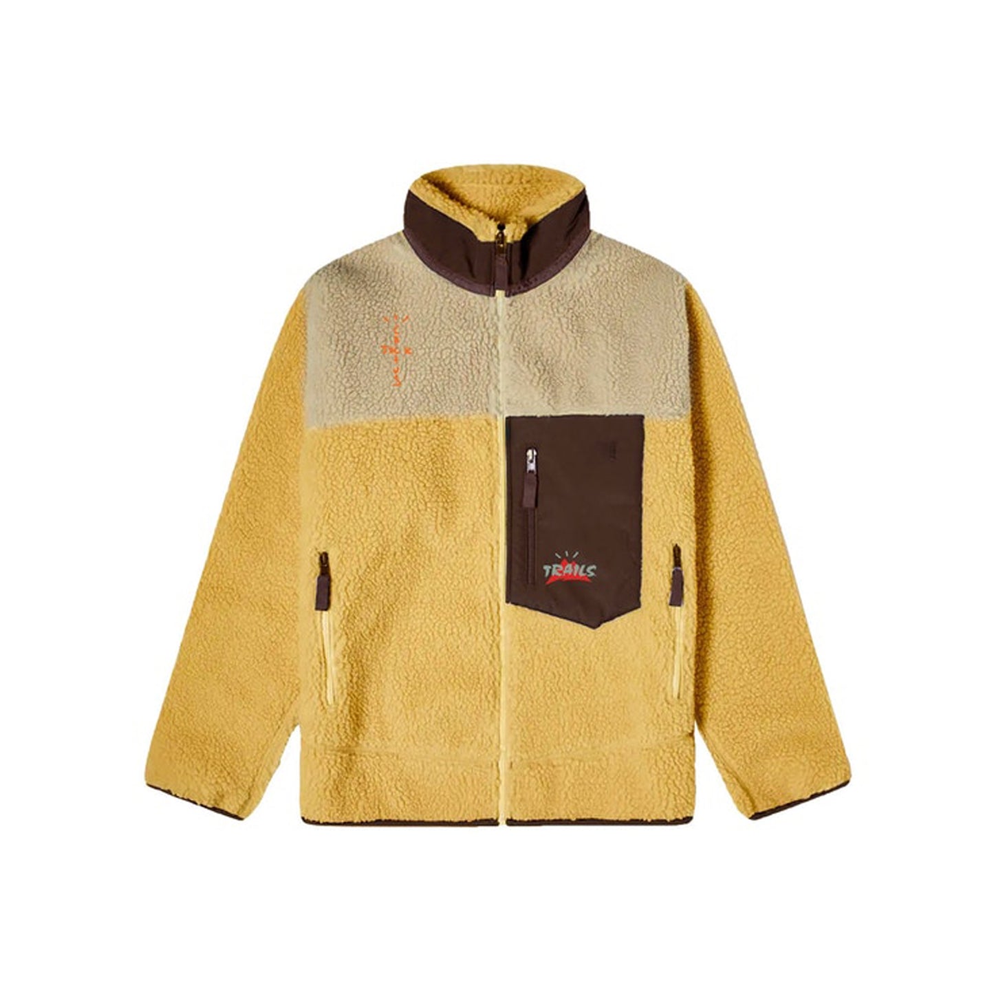 Travis Scott Cactus Trails Tri-Color Full-Zip Sherpa Jacket Gold/Natural/Brown, Clothing- re:store-melbourne-Travis Scott