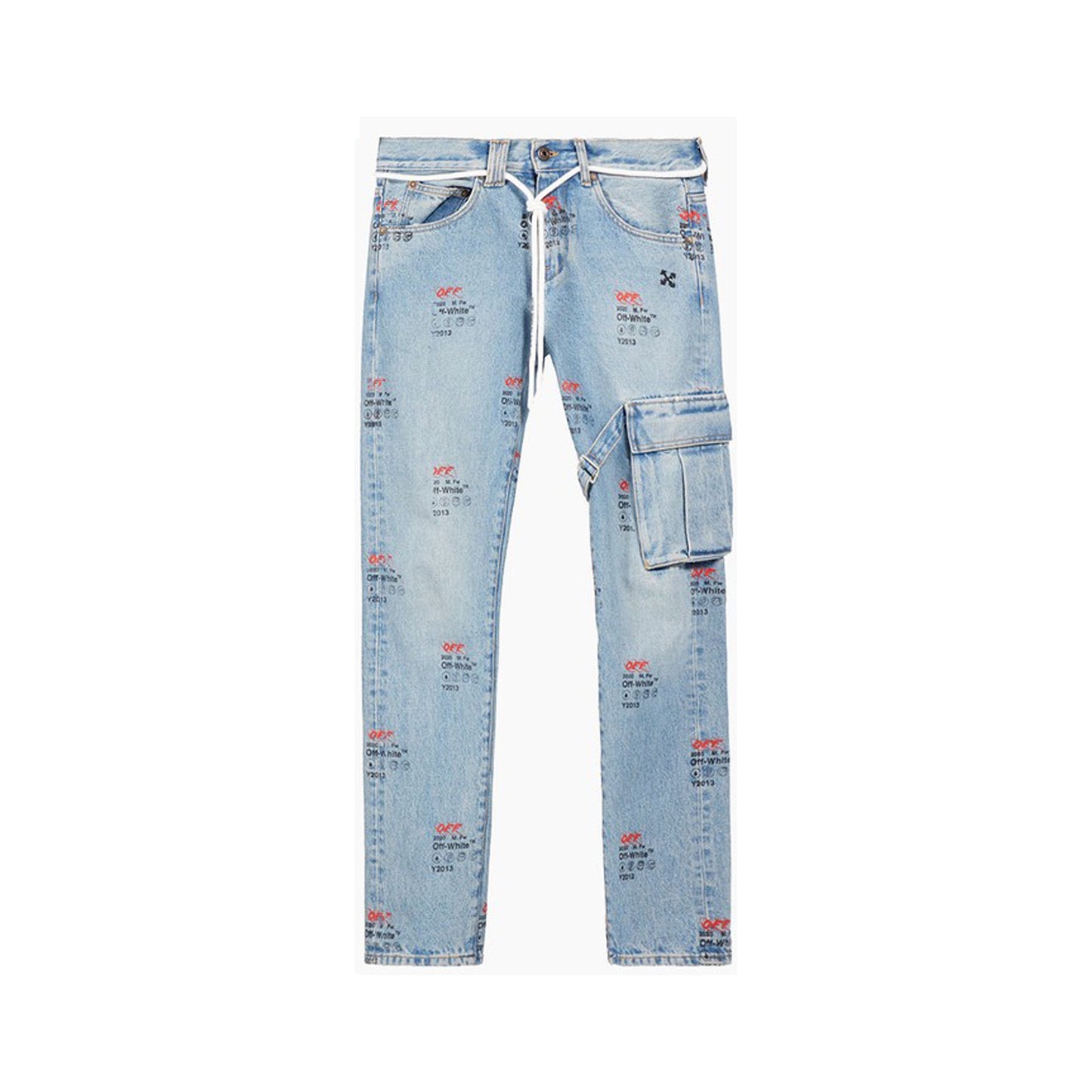Off-White Straight-leg Logo-print Jeans, Clothing- dollarflexclub