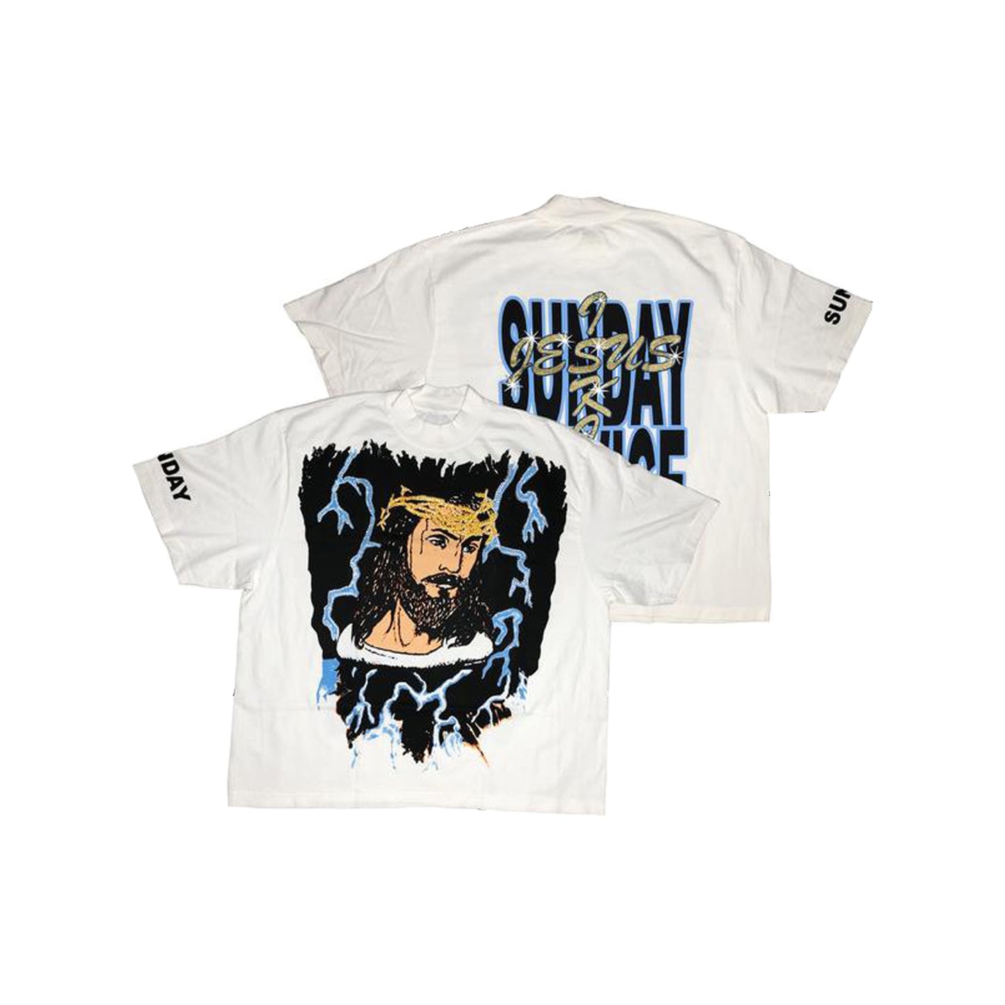 AWGE x Kanye West Jesus is King Lightning Tee, Clothing- dollarflexclub