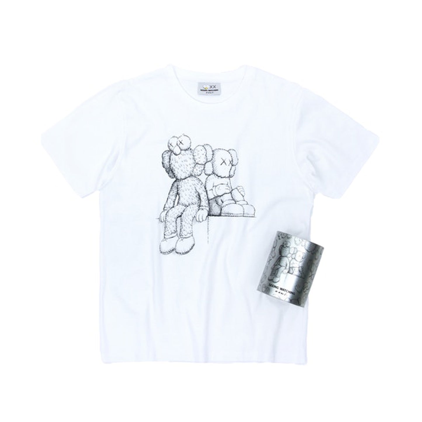 KAWS Seeing/Watching Canned Tee -White, Clothing- dollarflexclub