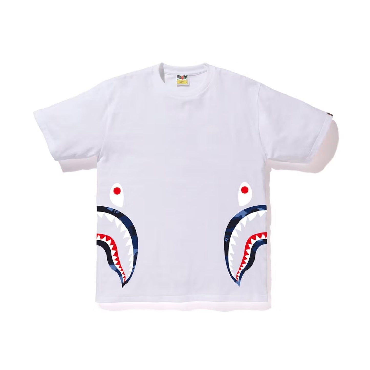 BAPE Color Camo Side Shark Tee White/Blue, Clothing- re:store-melbourne-Bape