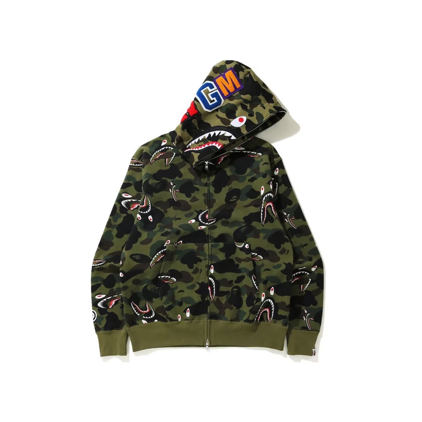 BAPE Shark 1st Camo Shark Relaxed Full Zip Hoodie Green, Clothing- re:store-melbourne-Bape