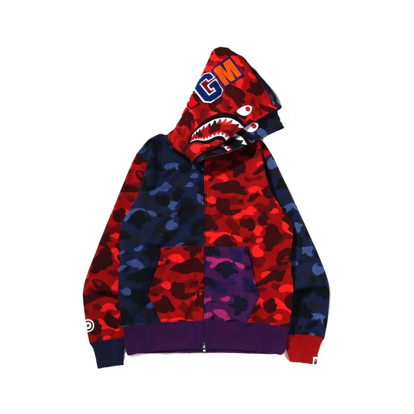 BAPE Crazy Shark Wide Fit Full Zip Double Hoodie Multi, Clothing- re:store-melbourne-Bape