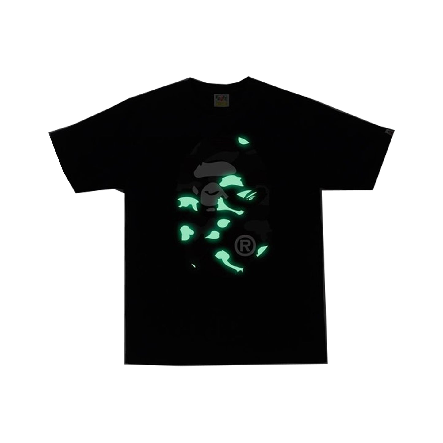 Bape Camo Big Ape Head Glow in the Dark Tee-Black, Clothing- dollarflexclub