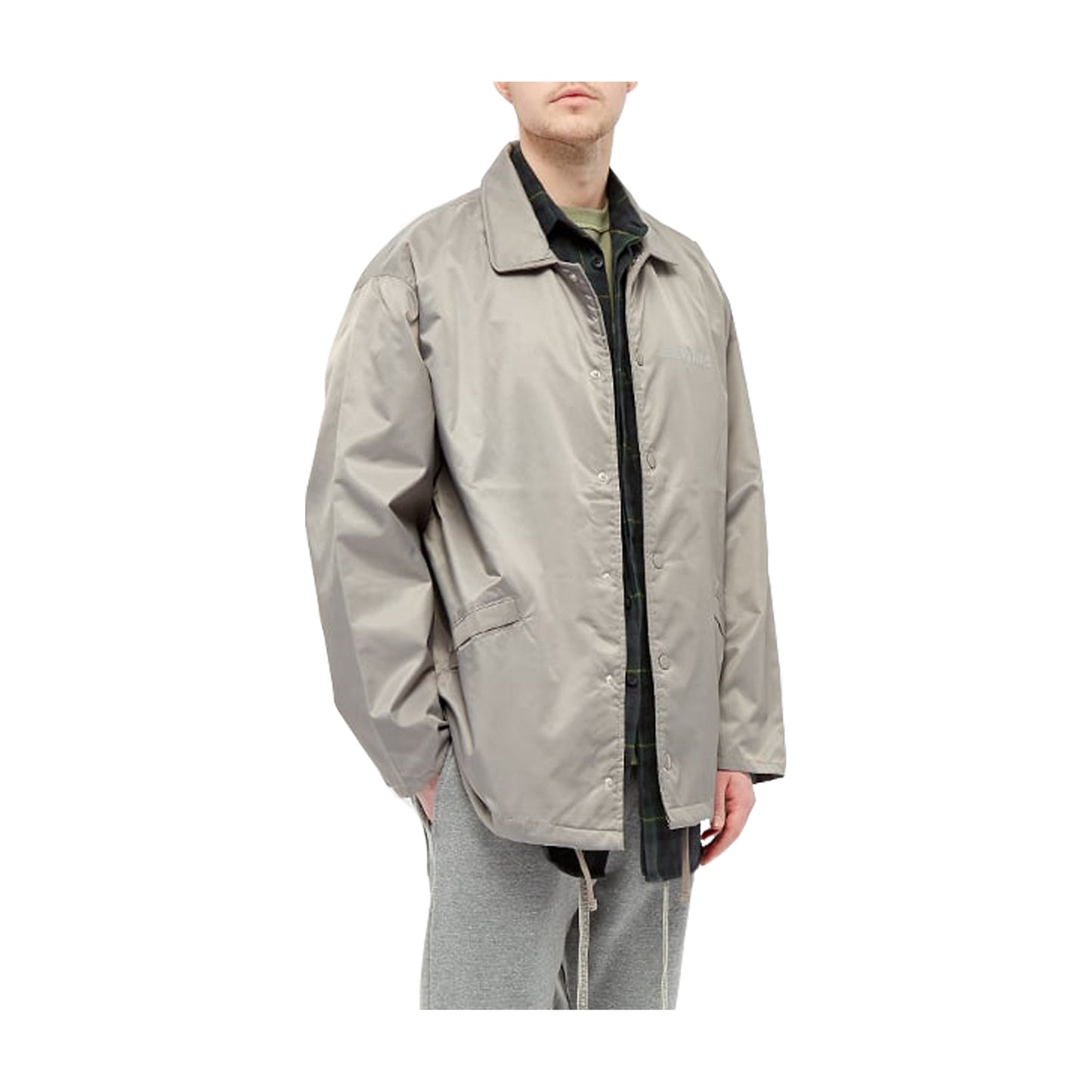 Fear of God Essentials Reflective Coach Jacket Grey, Clothing- dollarflexclub
