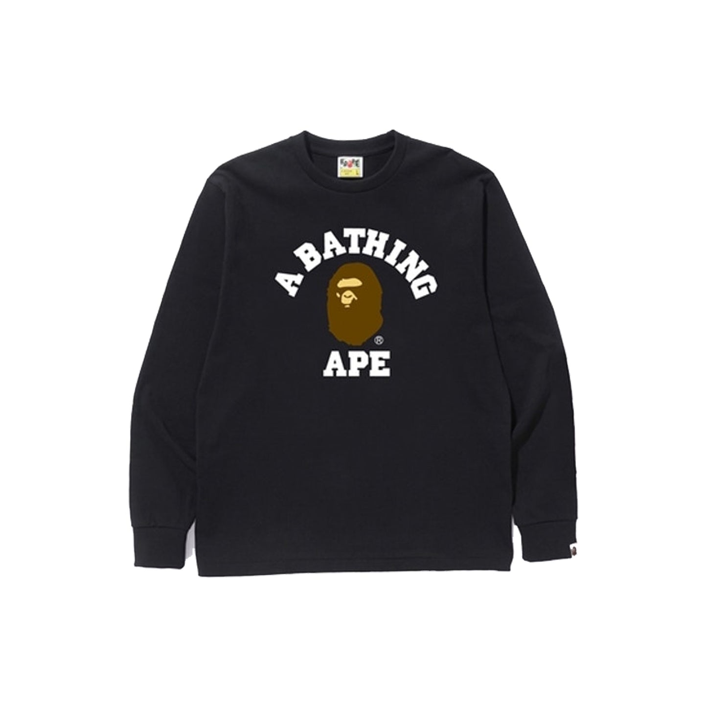 Bape College LS Tee-Black, Clothing- dollarflexclub