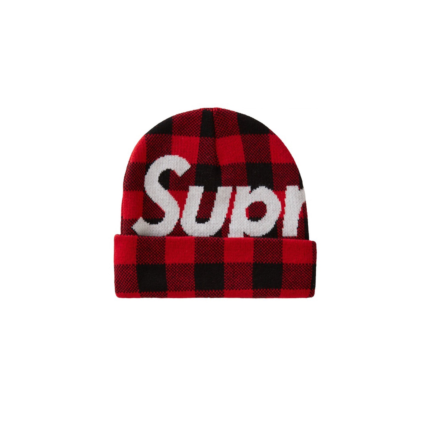 Supreme Big Logo Beanie (FW20) Red Plaid, Accessories- re:store-melbourne-Supreme