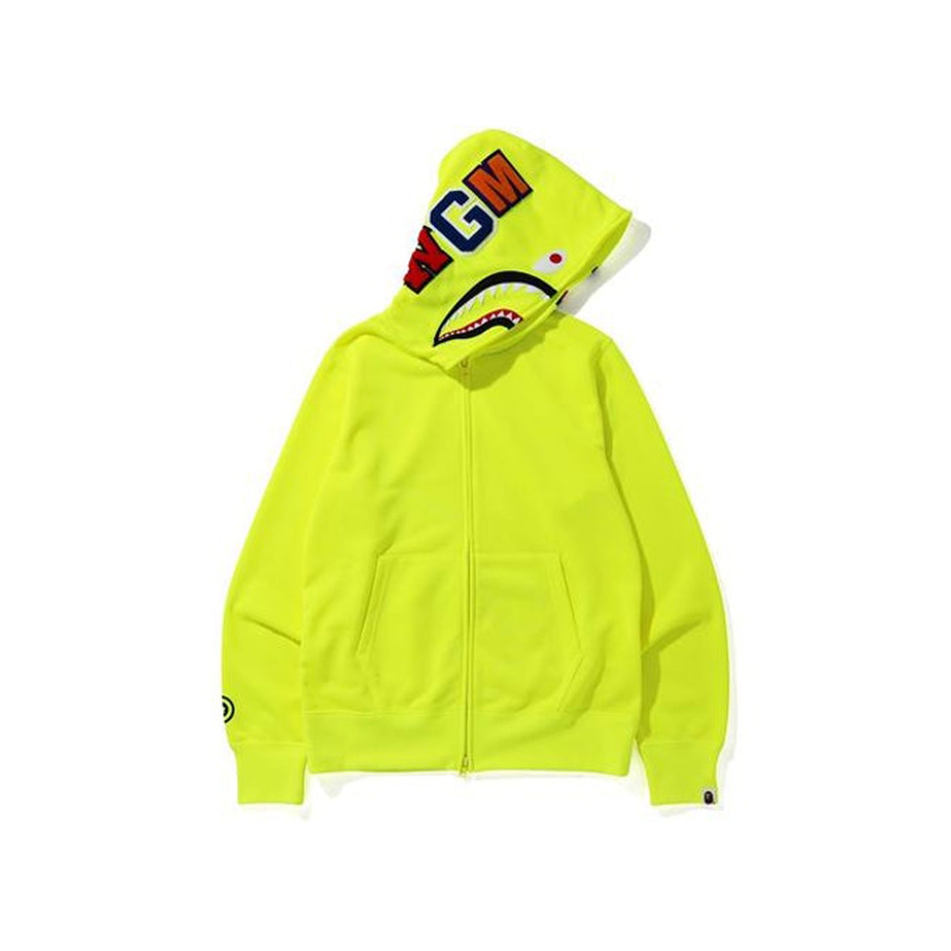 BAPE Neon Shark Full Zip Hoodie Yellow, Clothing- re:store-melbourne-Bape