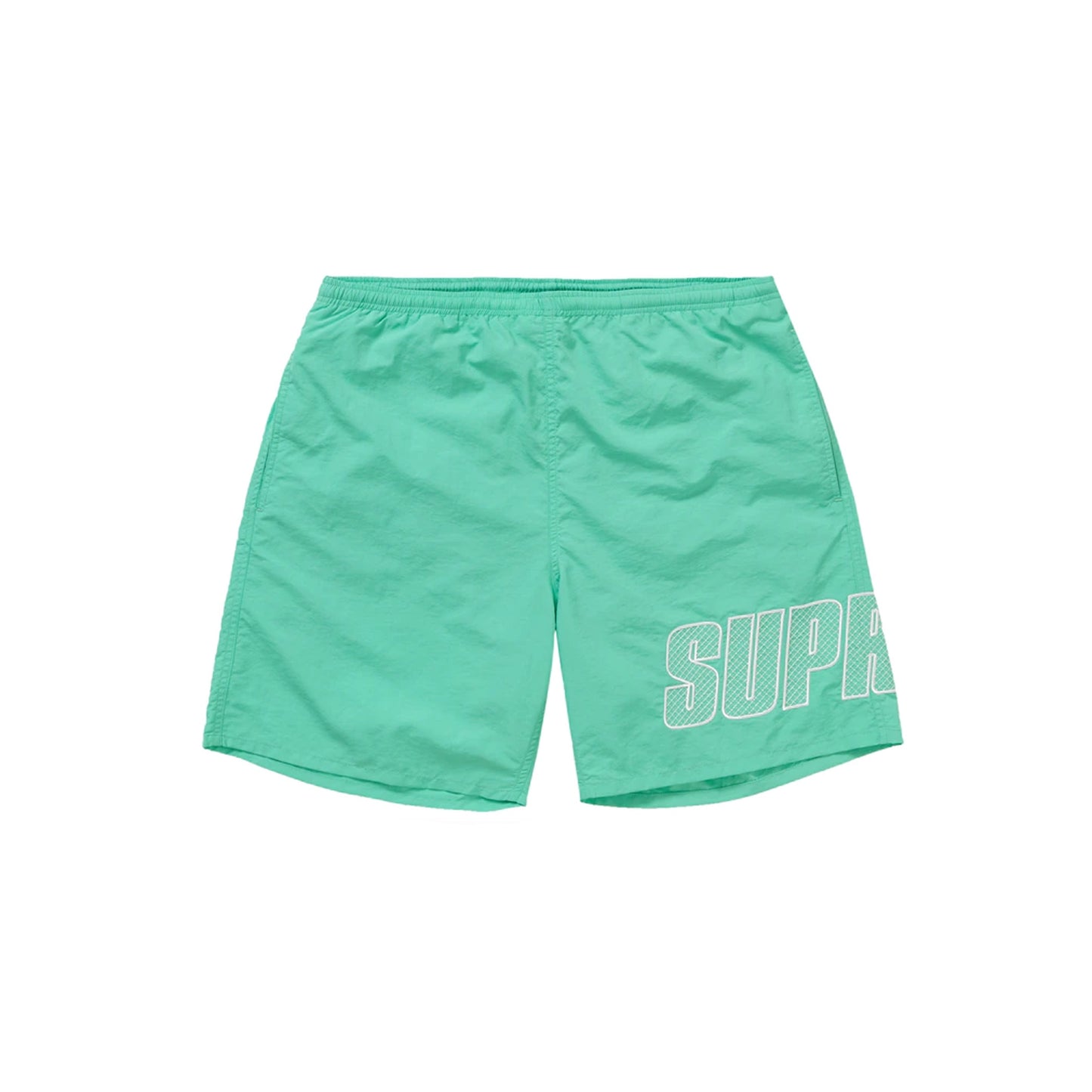Supreme Logo Applique Water Shorts -Mint, Clothing- dollarflexclub