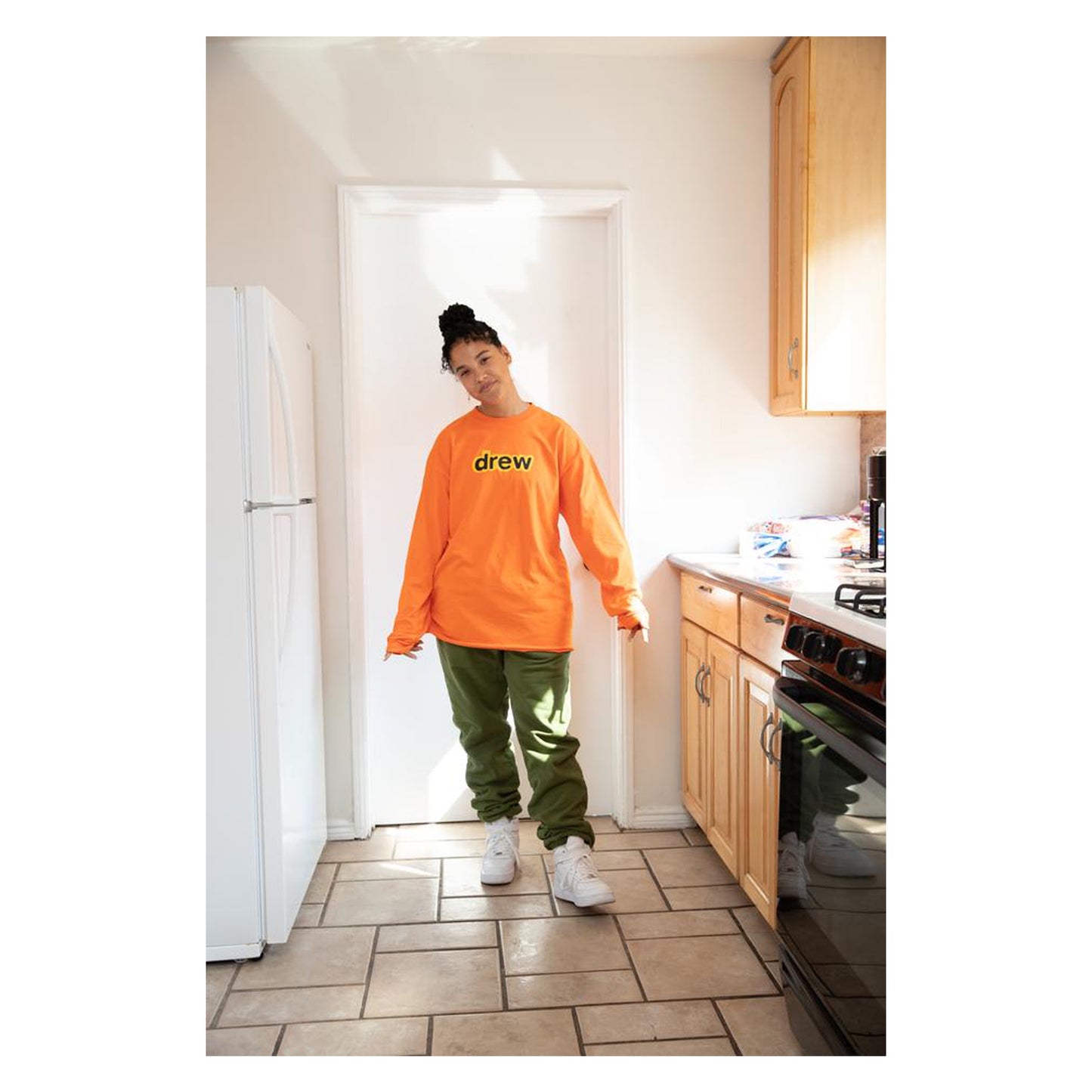 Justin Bieber x Drew House Secret L/S Tee Orange, Clothing- re:store-melbourne-Drew House