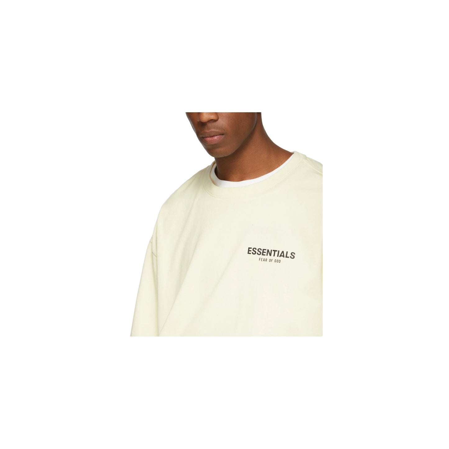 Fear of God Essentials Logo T Shirt-Cream, Clothing- dollarflexclub
