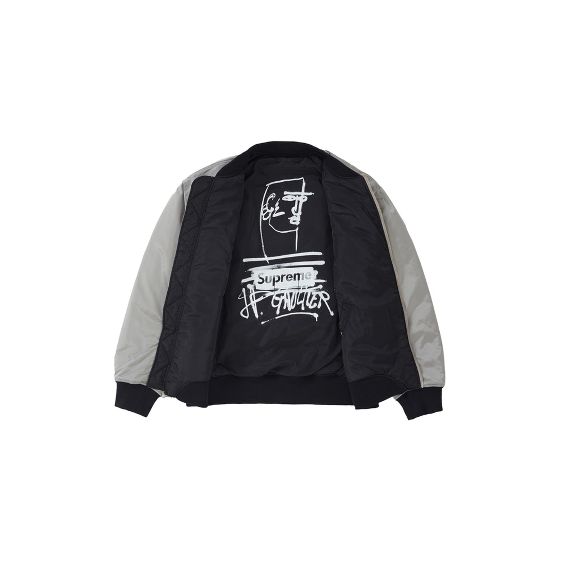 Supreme Jean Paul Gaultier Reversible Backpack MA-1 Silver, Clothing- dollarflexclub