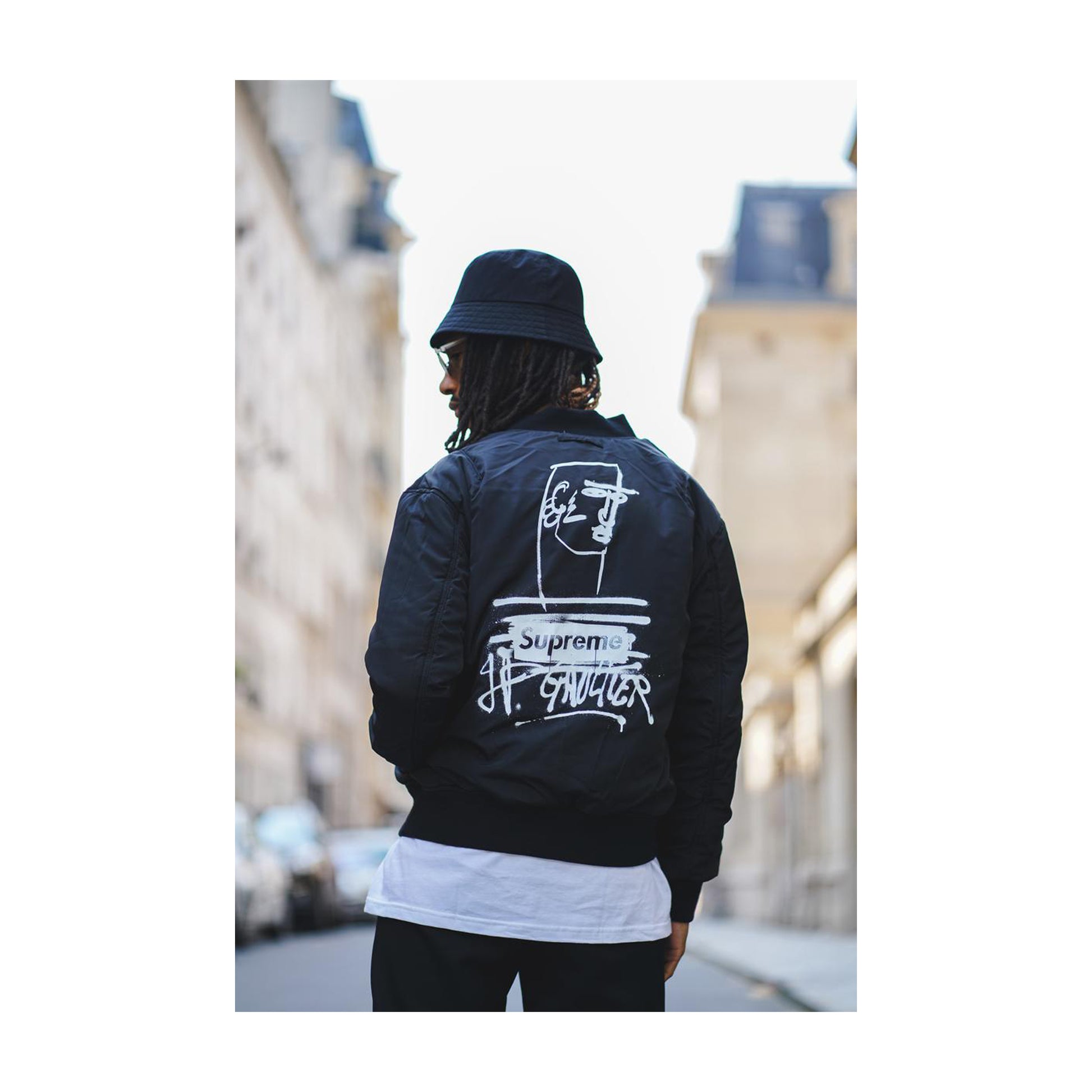 Supreme Jean Paul Gaultier Reversible Backpack MA-1 Silver, Clothing- dollarflexclub
