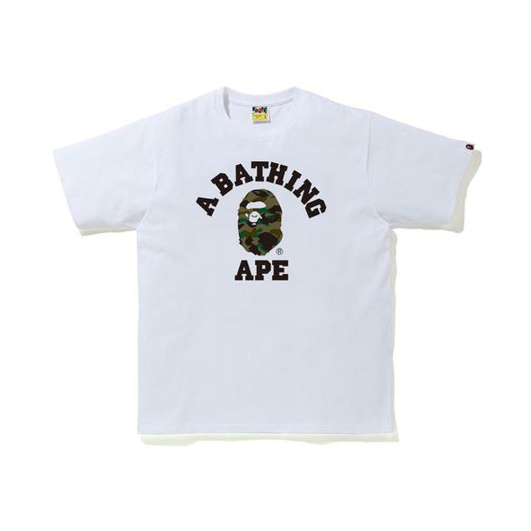 BAPE 1st Camo College Tee White/Green, Clothing- re:store-melbourne-Bape