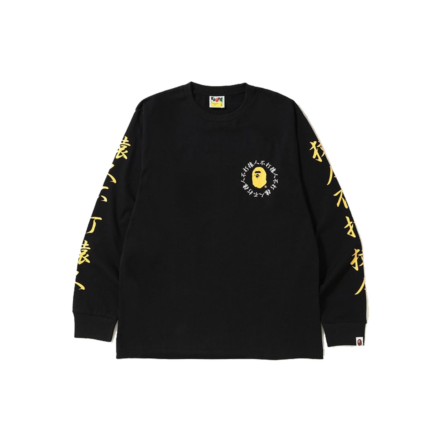 BAPE Kanji Logo Long Sleeve Tee -Black, Clothing- dollarflexclub