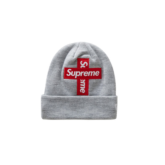Supreme New Era Cross Box Logo Beanie Heather Grey, Accessories- re:store-melbourne-Supreme