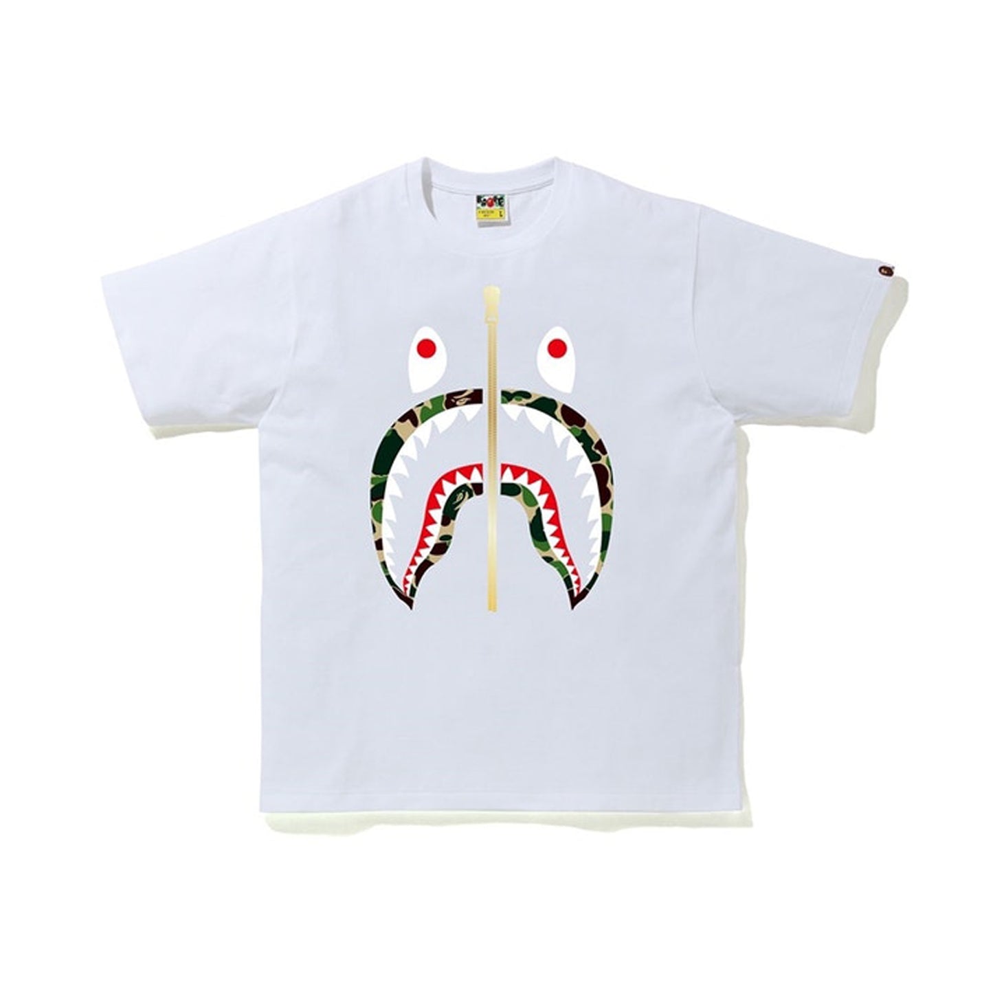 BAPE ABC Camo Shark Tee White/Green, Clothing- re:store-melbourne-Bape