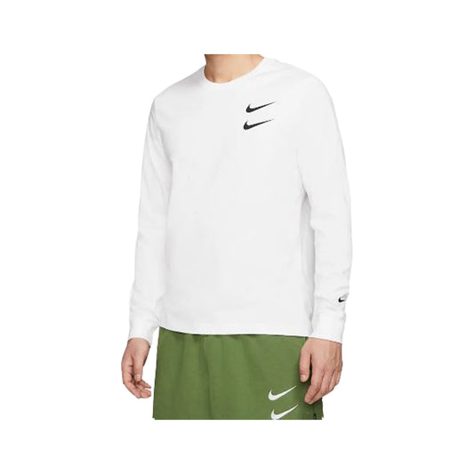 Nike L/S Swoosh T-Shirt-White, Clothing- dollarflexclub