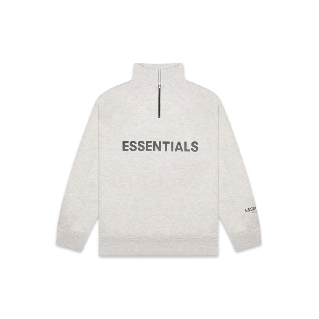 FEAR OF GOD ESSENTIALS Half Zip Pullover Sweater Oatmeal, Clothing- re:store-melbourne-Fear of God Essentials
