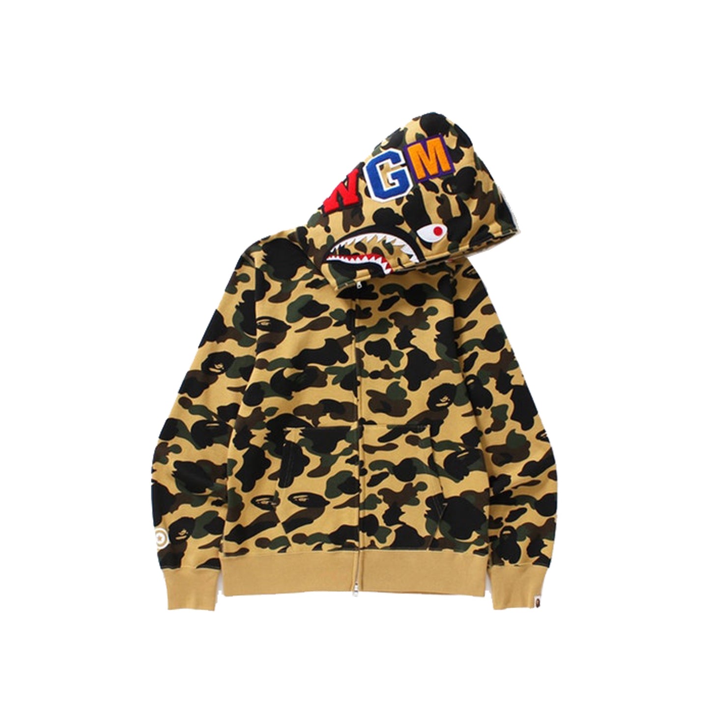 BAPE 1st Camo Shark Full Zip Hoodie Yellow, Clothing- dollarflexclub