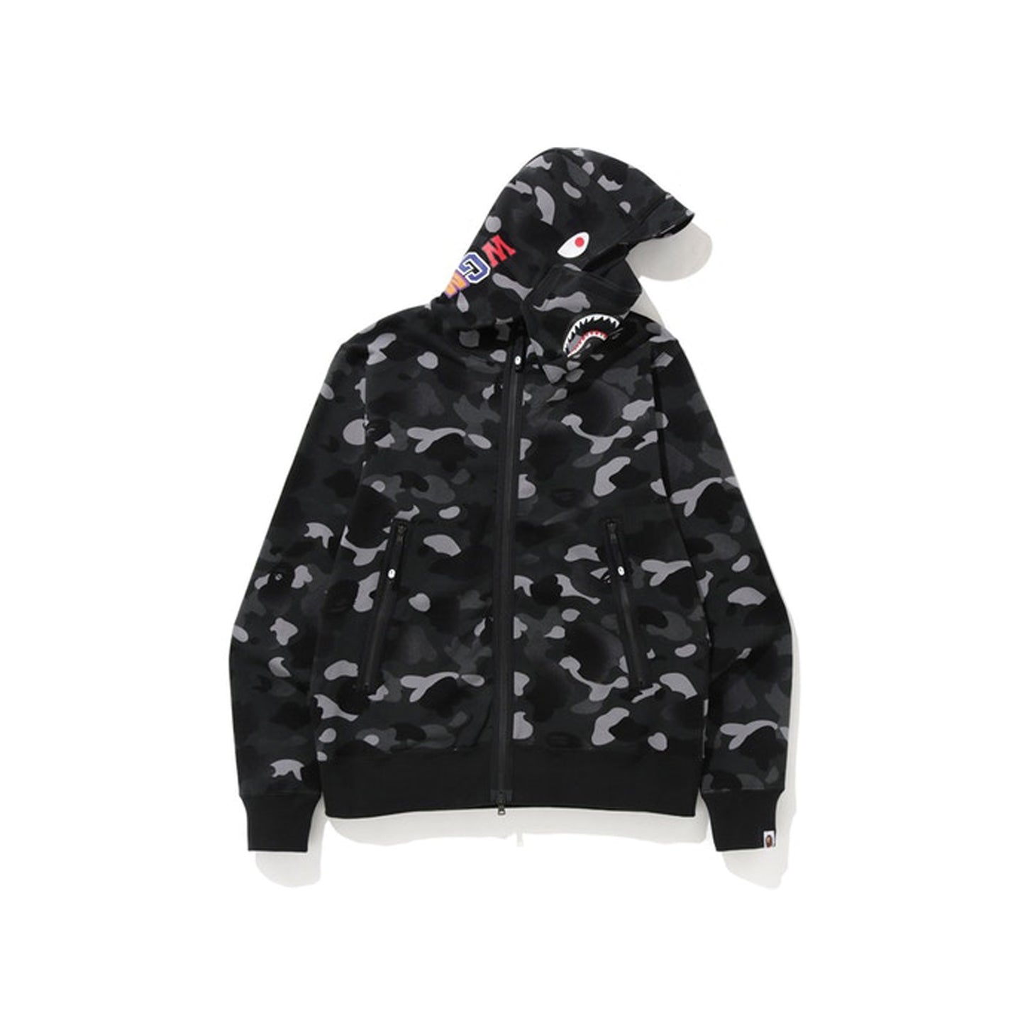 BAPE Gradation Camo Shark Mask Wide Zip Hoodie Black, Clothing- re:store-melbourne-Bape