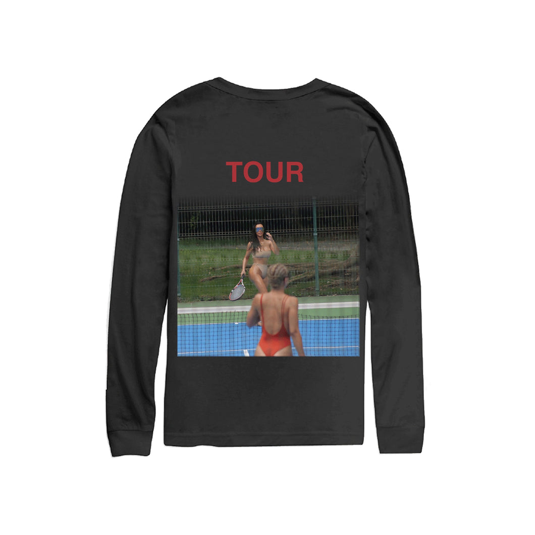 Kanye West Saint Pablo Kim Tennis Longsleeve T-Shirt Black, Clothing- re:store-melbourne-Pablo