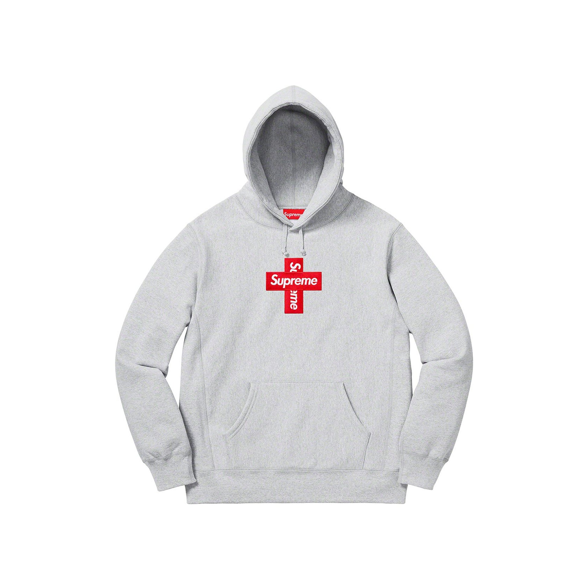 Supreme Cross Box Logo Hooded Sweatshirt Heather Grey, Clothing- re:store-melbourne-Supreme