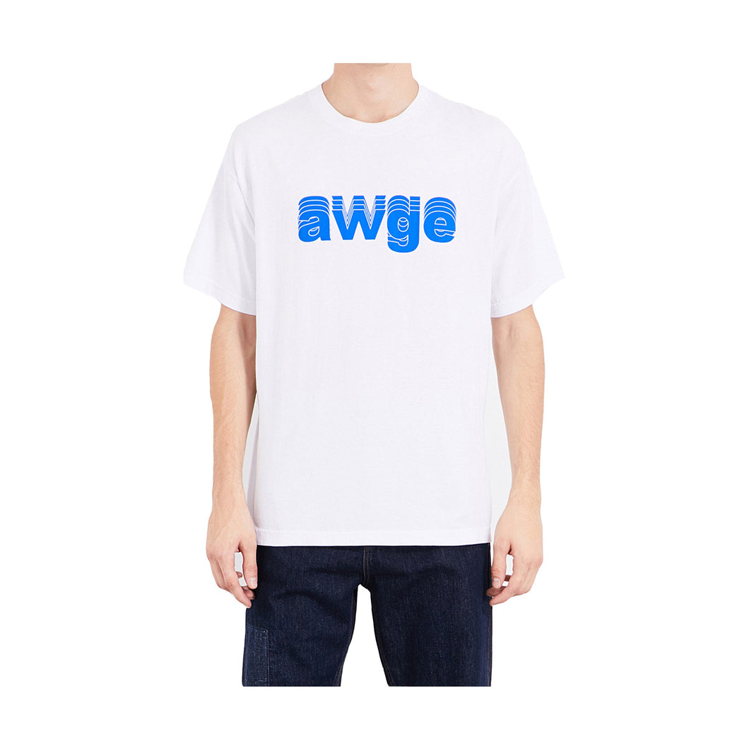 AWGE x A$AP ROCKY Blue Logo Printed Tee -White, Clothing- dollarflexclub