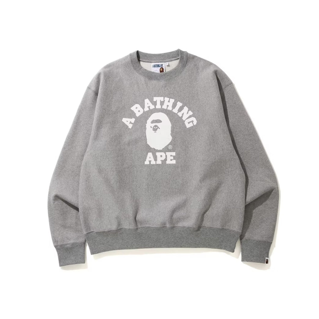 BAPE Relaxed Classic College Crewneck Grey, Clothing- re:store-melbourne-Bape