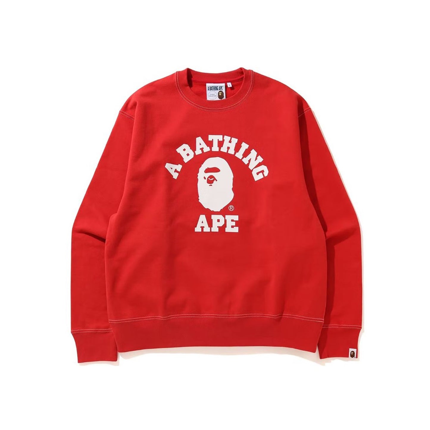 BAPE Relaxed Classic College Crewneck (SS20) Red, Clothing- re:store-melbourne-Bape