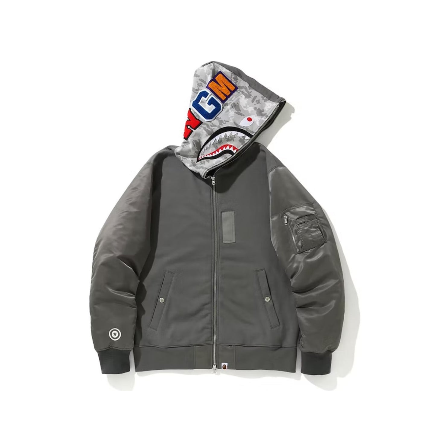 BAPE Digital Camo Military Shark Full Zip Hoodie Gray, Clothing- re:store-melbourne-Bape