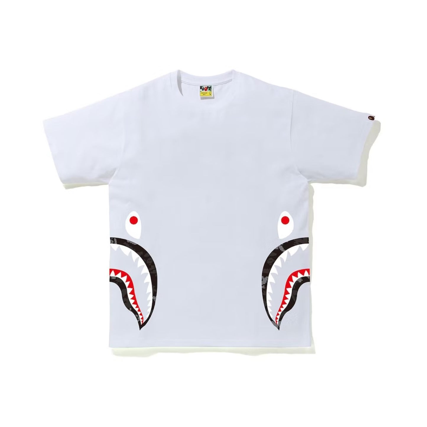 BAPE Digital Camo Side Shark Tee Tee White/Black, Clothing- re:store-melbourne-Bape