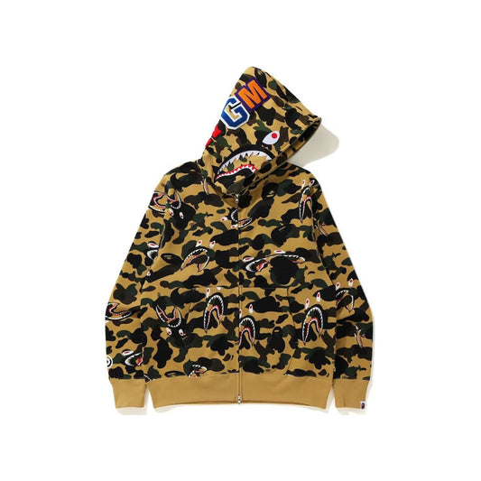 BAPE Shark 1st Camo Shark Relaxed Full Zip Hoodie Yellow, Clothing- re:store-melbourne-Bape