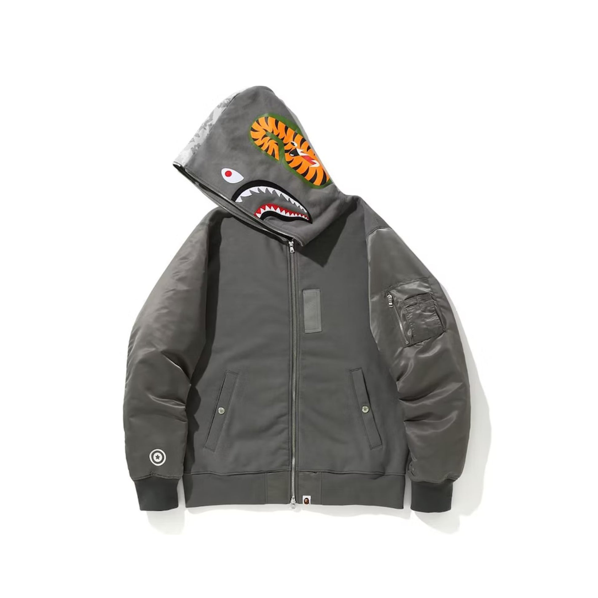 BAPE Digital Camo Military Shark Full Zip Hoodie Gray, Clothing- re:store-melbourne-Bape