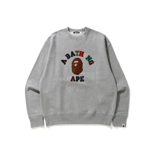 BAPE College Applique Relaxed Fit Crewneck Gray, Clothing- re:store-melbourne-Bape