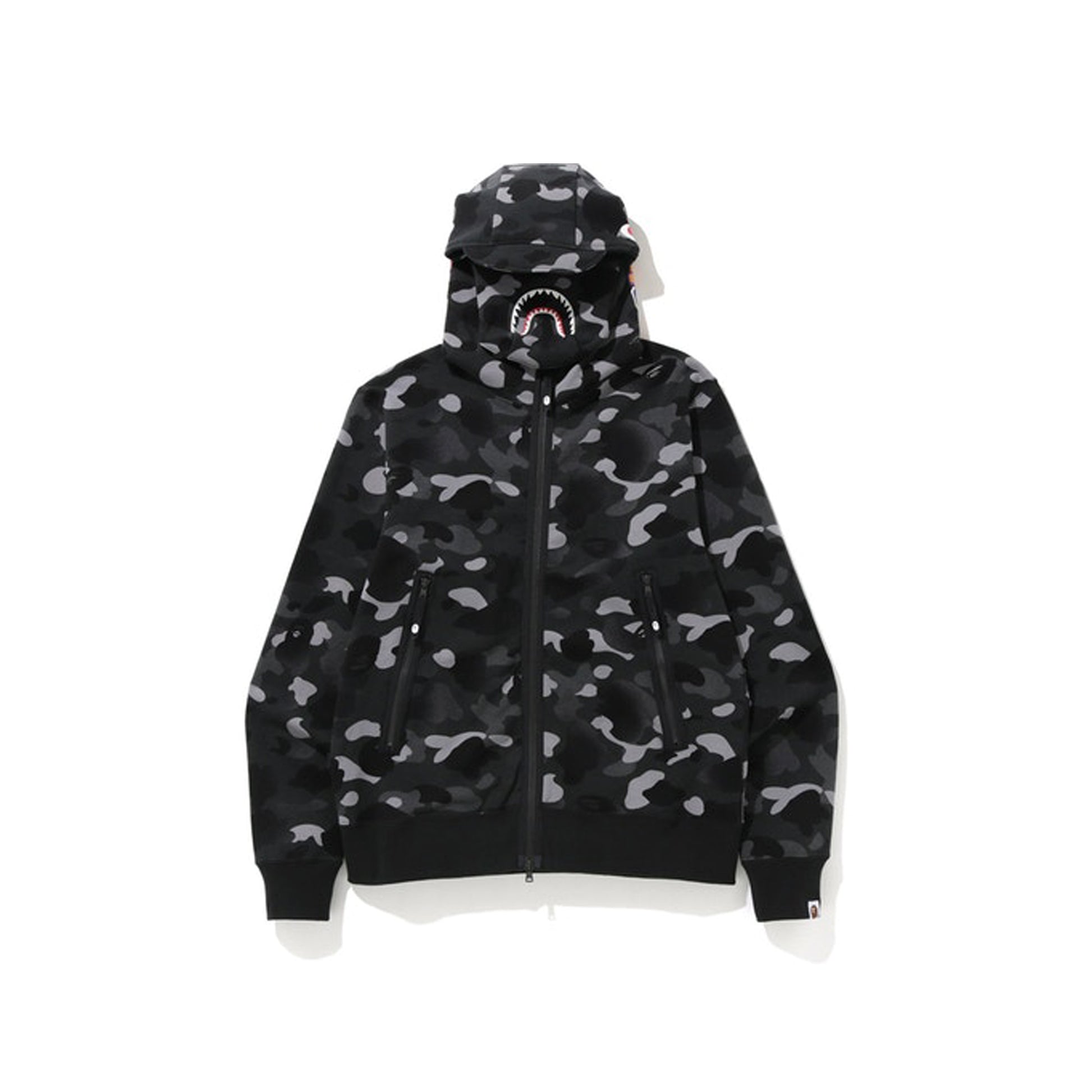 BAPE Gradation Camo Shark Mask Wide Zip Hoodie Black, Clothing- re:store-melbourne-Bape