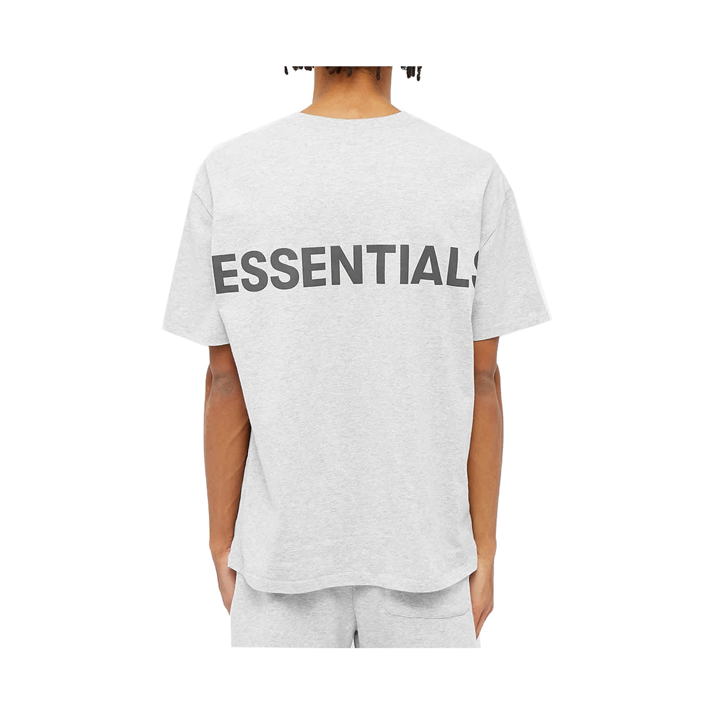 Fear of God Essentials Reflective Logo T Shirt-Grey, Clothing- dollarflexclub