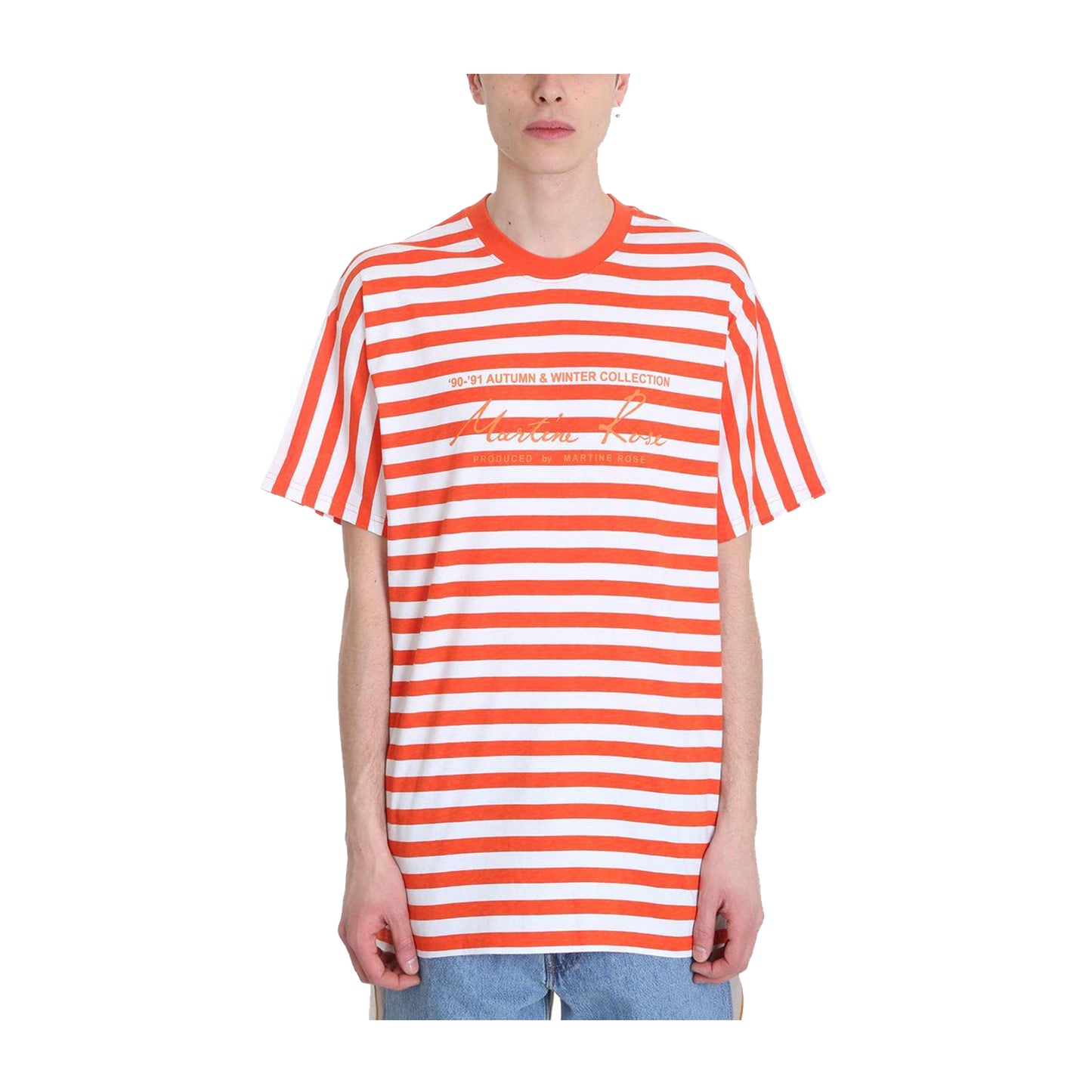 Martine Rose Orange Stripped Tee, Clothing- dollarflexclub