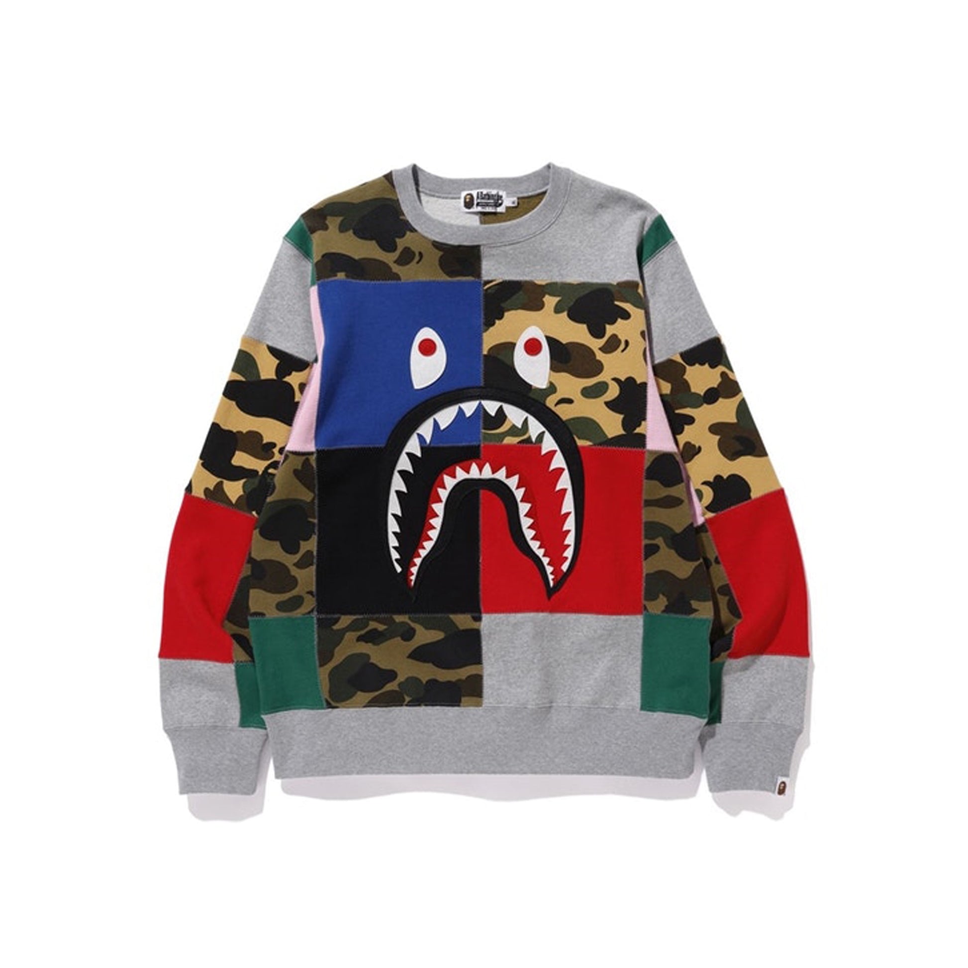 BAPE Patchwork Shark Wide Crewneck Multi, Clothing- re:store-melbourne-Bape