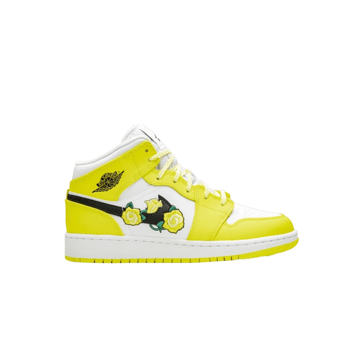 Jordan 1 Mid SE 'Rose Patch - Dynamic Yellow' (GS), Shoe- dollarflexclub