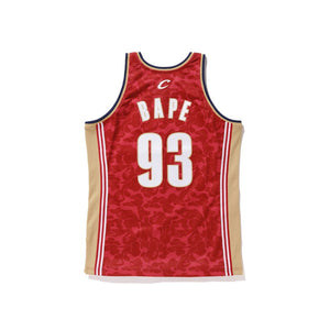 BAPE x Mitchell & Ness Cavs ABC Basketball Swingman Jersey Burgundy, Clothing- re:store-melbourne-Bape