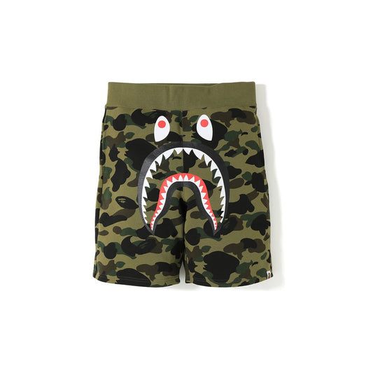 BAPE 1st Camo Shark Sweat Shorts Green, Clothing- re:store-melbourne-Bape