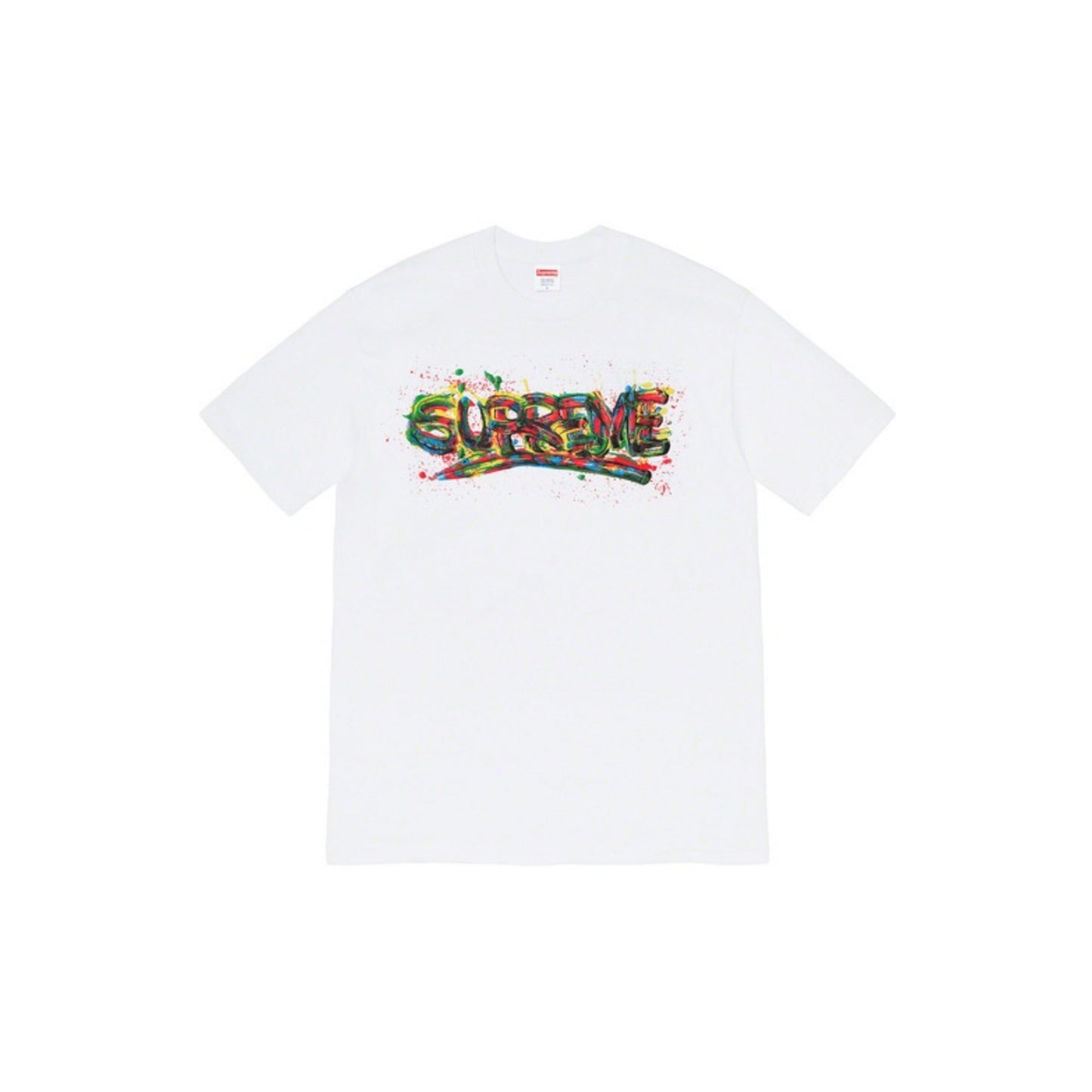 Supreme Paint Logo Tee White, Clothing- dollarflexclub