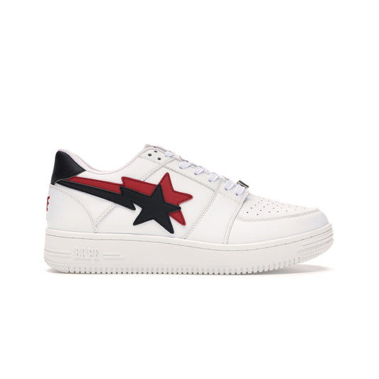 A Bathing Ape Bapesta Low Double Star White, Shoe- dollarflexclub