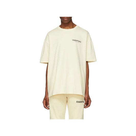 Fear of God Essentials Logo T Shirt-Cream, Clothing- dollarflexclub