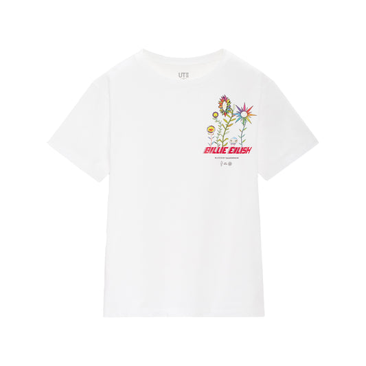 Billie Eilish x Uniqlo Small Logo Tee White Kids, Clothing- re:store-melbourne-Billie Eillish x Uniqlo