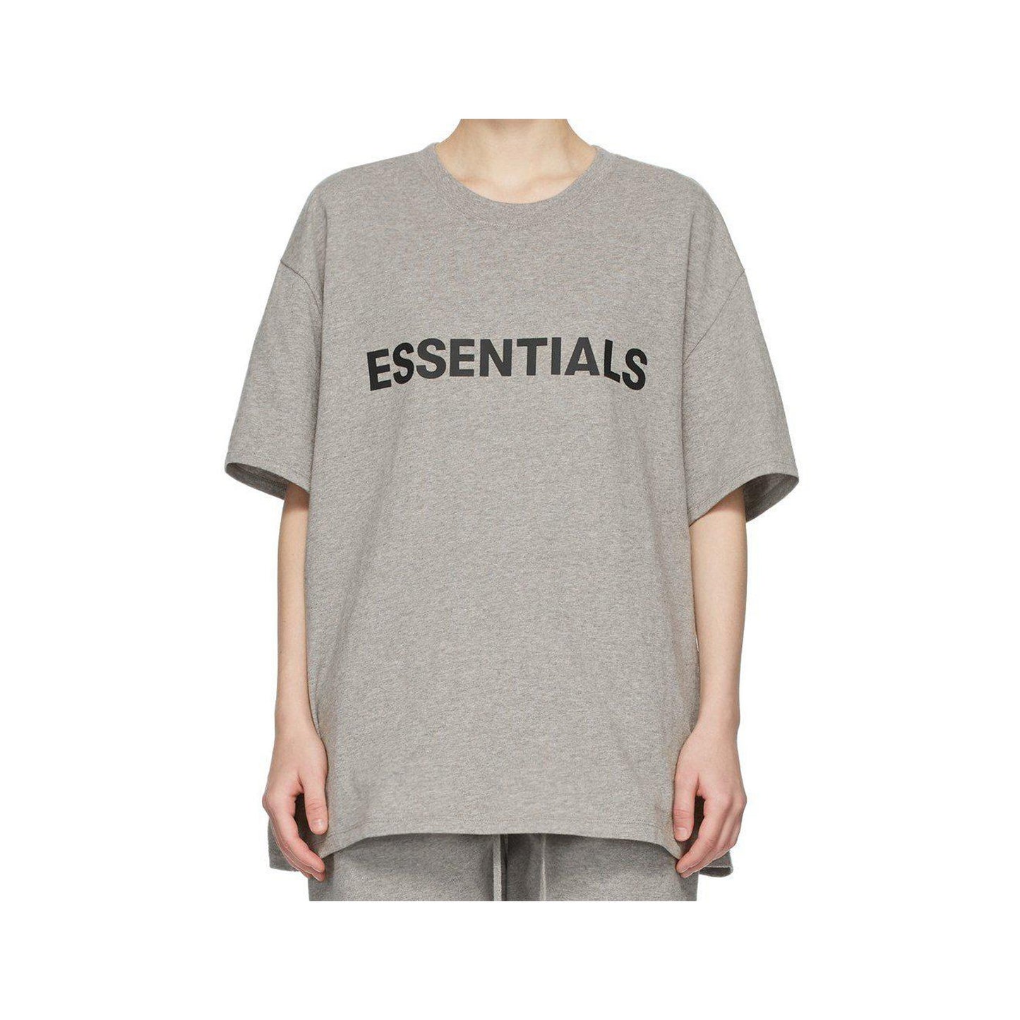 Fear of God Essentials 3D Silicon Applique Boxy T-Shirt - Dark Heather Oatmeal (Grey), Clothing- re:store-melbourne-Fear of God Essentials