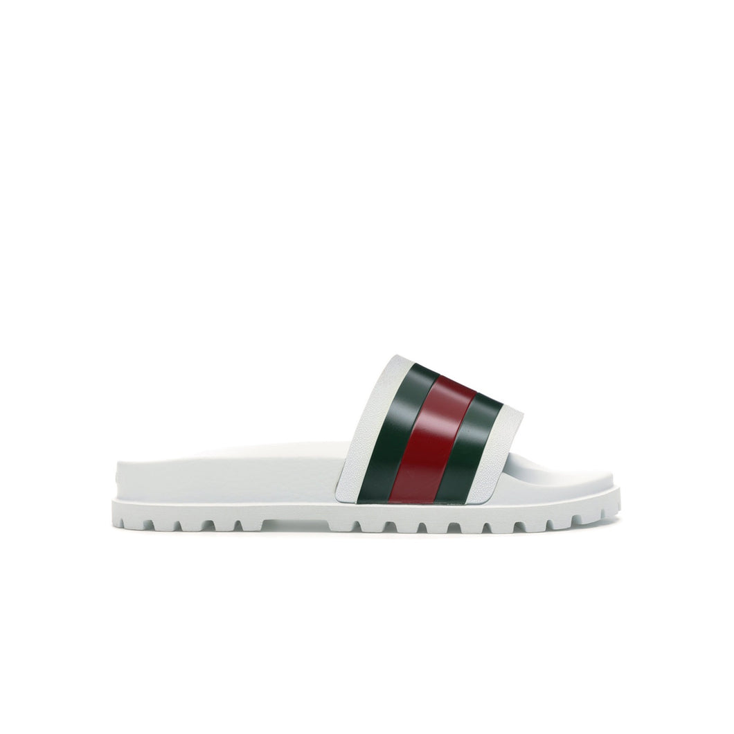 Gucci Web Slide Sandal - White, Shoe- dollarflexclub
