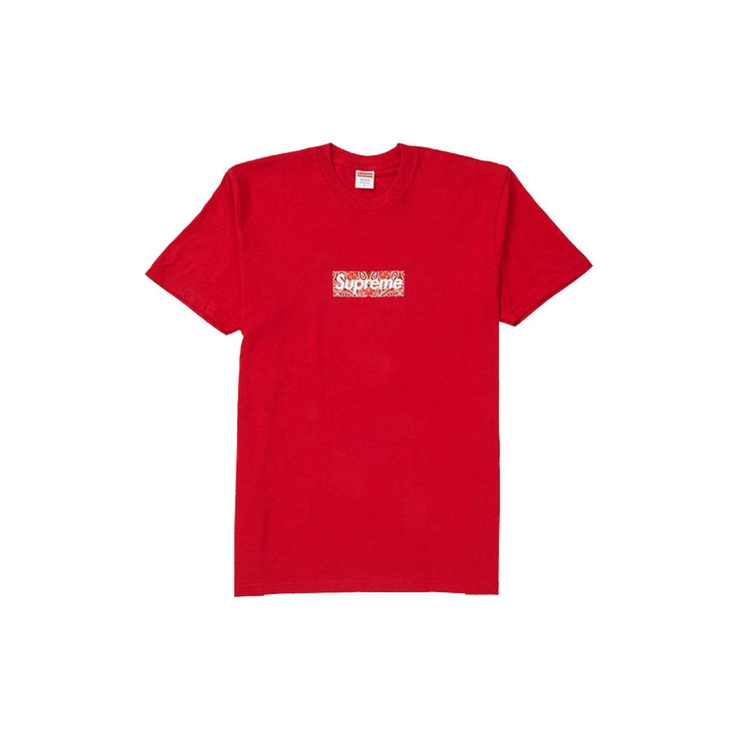 Supreme Bandana Box Logo Tee -Red, Clothing- dollarflexclub
